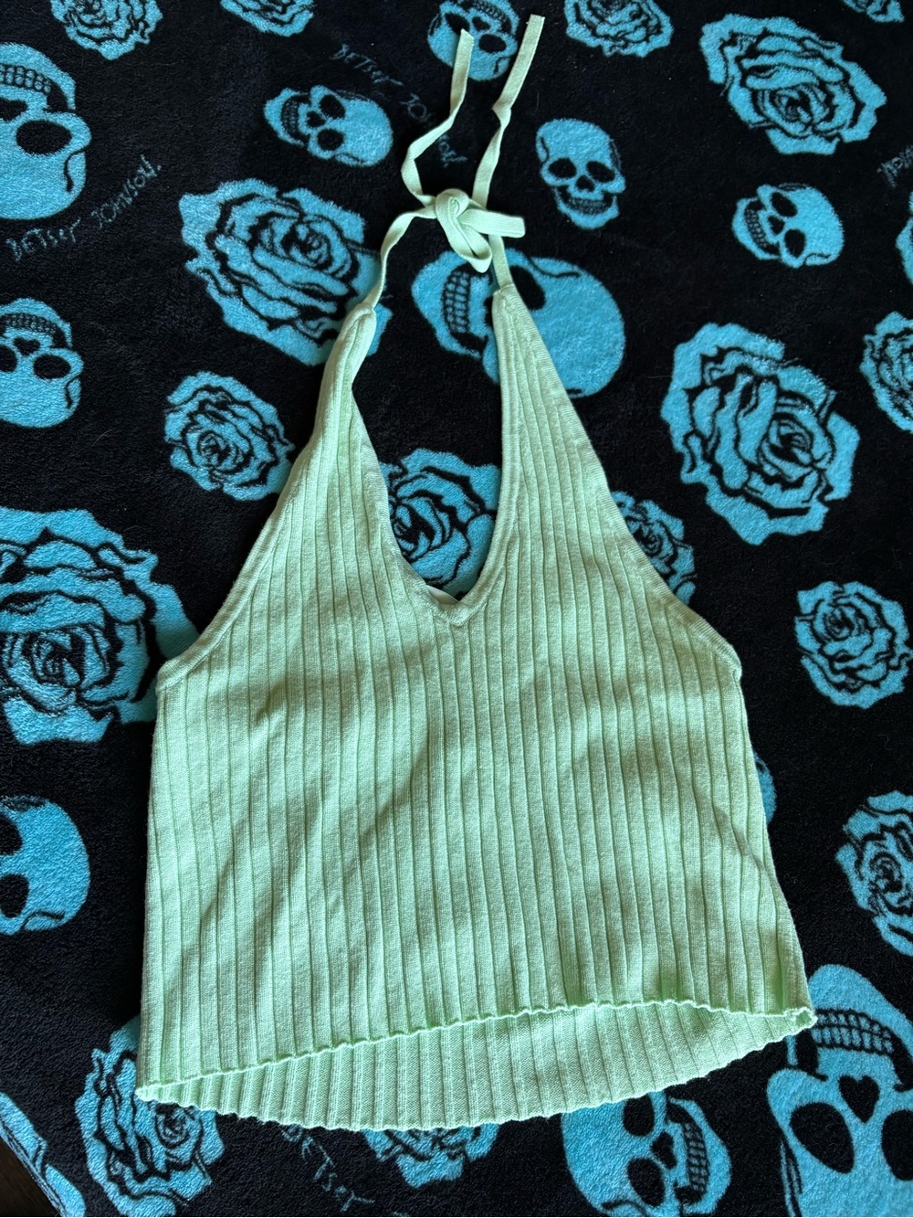 Rusty Light Mint Ribbed Halter Camisole